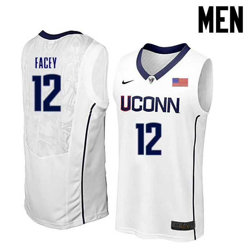 Men Uconn Huskies #12 Kentan Facey College Basketball Jerseys-White